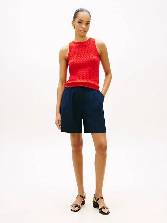 Camisola sem mangas com malha trançada Camisola sem mangas com malha trançada