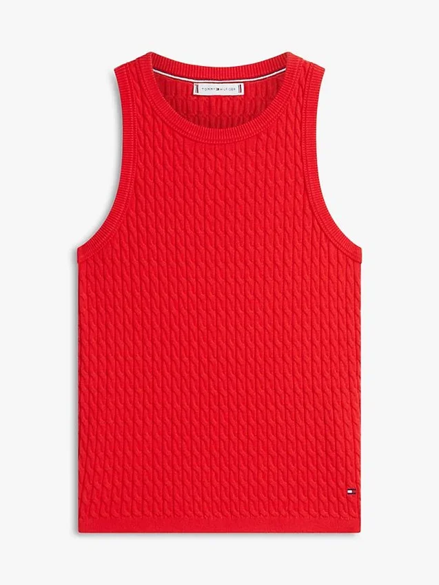 Camisola sem mangas com malha trançada Camisola sem mangas com malha trançada