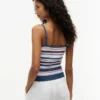 Camisola sem mangas com riscas em malha trançada Camisola sem mangas com riscas em malha trançada