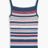 Camisola sem mangas com riscas em malha trançada Camisola sem mangas com riscas em malha trançada
