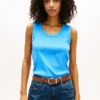 Camisola sem mangas em malha canelada Camisola sem mangas em malha canelada
