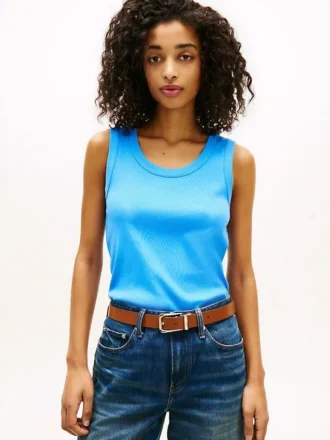 Camisola sem mangas em malha canelada