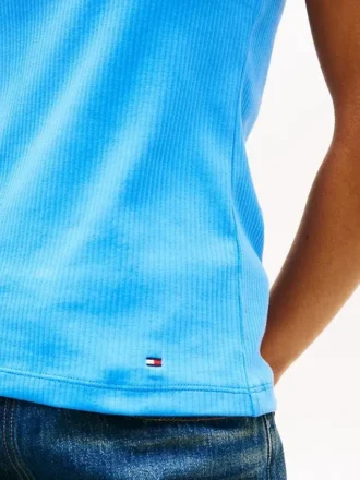 Camisola sem mangas em malha canelada