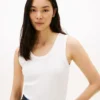Camisola sem mangas em malha canelada Camisola sem mangas em malha canelada