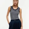 Camisola sem mangas em malha canelada às riscas Camisola sem mangas em malha canelada às riscas