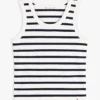 Camisola sem mangas em malha canelada às riscas Camisola sem mangas em malha canelada às riscas
