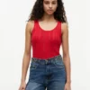 Camisola sem mangas em malha mista Camisola sem mangas em malha mista