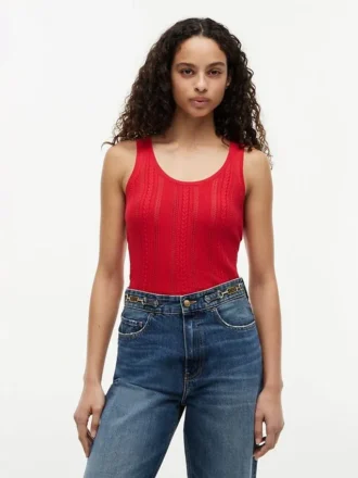 Camisola sem mangas em malha mista