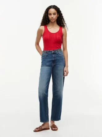Camisola sem mangas em malha mista