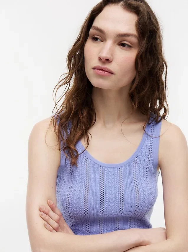 Camisola sem mangas em malha mista Camisola sem mangas em malha mista
