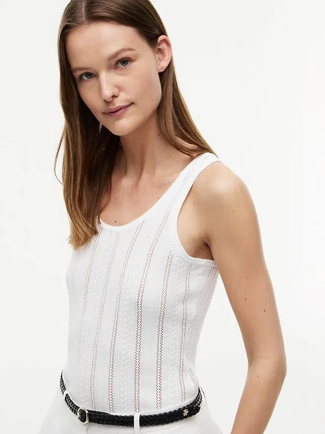 Camisola sem mangas em malha mista Camisola sem mangas em malha mista