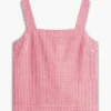 Camisola sem mangas em mistura de linho xadrez Camisola sem mangas em mistura de linho xadrez