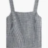 Camisola sem mangas em mistura de linho xadrez Camisola sem mangas em mistura de linho xadrez