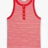 Camisola sem mangas Henley com riscas e botões dourados Camisola sem mangas Henley com riscas e botões dourados