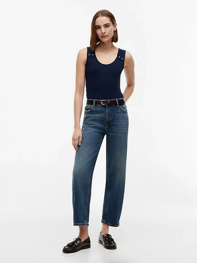 Camisola sem mangas Slim Fit com botões dourados em estilo náutico Camisola sem mangas Slim Fit com botões dourados em estilo náutico