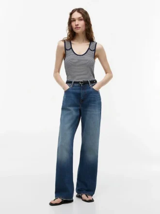 Camisola sem mangas Slim Fit com botões dourados em estilo náutico