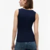 Camisola sem mangas Slim Fit com botões dourados em estilo náutico Camisola sem mangas Slim Fit com botões dourados em estilo náutico