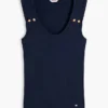 Camisola sem mangas Slim Fit com botões dourados em estilo náutico Camisola sem mangas Slim Fit com botões dourados em estilo náutico