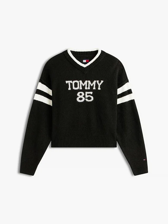 Camisola Tommy Jeans 85 Varsity com decote em V Camisola Tommy Jeans 85 Varsity com decote em V