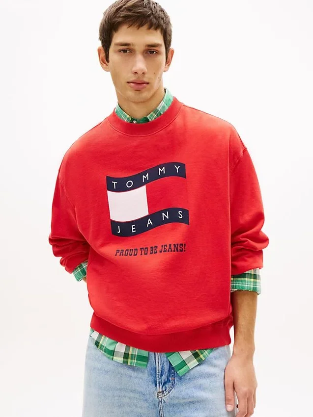 Camisola Tommy Jeans com logótipo Wavy Flag Camisola Tommy Jeans com logótipo Wavy Flag