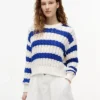 Camisola Tommy Jeans com malha de cordões às riscas Camisola Tommy Jeans com malha de cordões às riscas