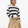 Camisola Tommy Jeans com malha de cordões às riscas Camisola Tommy Jeans com malha de cordões às riscas