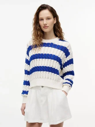 Camisola Tommy Jeans com malha de cordões às riscas