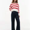 Camisola Tommy Jeans com malha de cordões às riscas Camisola Tommy Jeans com malha de cordões às riscas