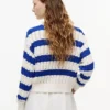 Camisola Tommy Jeans com malha de cordões às riscas Camisola Tommy Jeans com malha de cordões às riscas