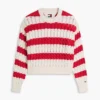 Camisola Tommy Jeans com malha de cordões às riscas Camisola Tommy Jeans com malha de cordões às riscas