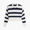 Camisola Tommy Jeans com malha de cordões às riscas Camisola Tommy Jeans com malha de cordões às riscas