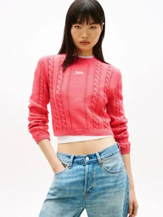 Camisola Tommy Jeans com padrão de malha trançada