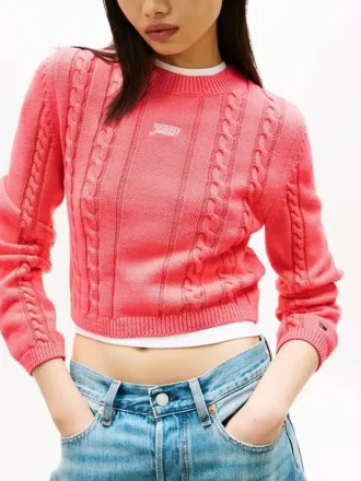 Camisola Tommy Jeans com padrão de malha trançada