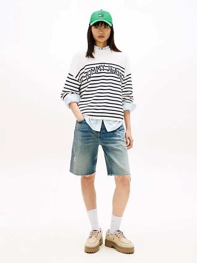 Camisola Tommy Jeans com riscas e logótipo Varsity Camisola Tommy Jeans com riscas e logótipo Varsity