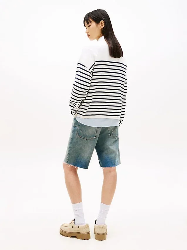 Camisola Tommy Jeans com riscas e logótipo Varsity Camisola Tommy Jeans com riscas e logótipo Varsity