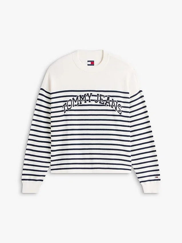 Camisola Tommy Jeans com riscas e logótipo Varsity Camisola Tommy Jeans com riscas e logótipo Varsity