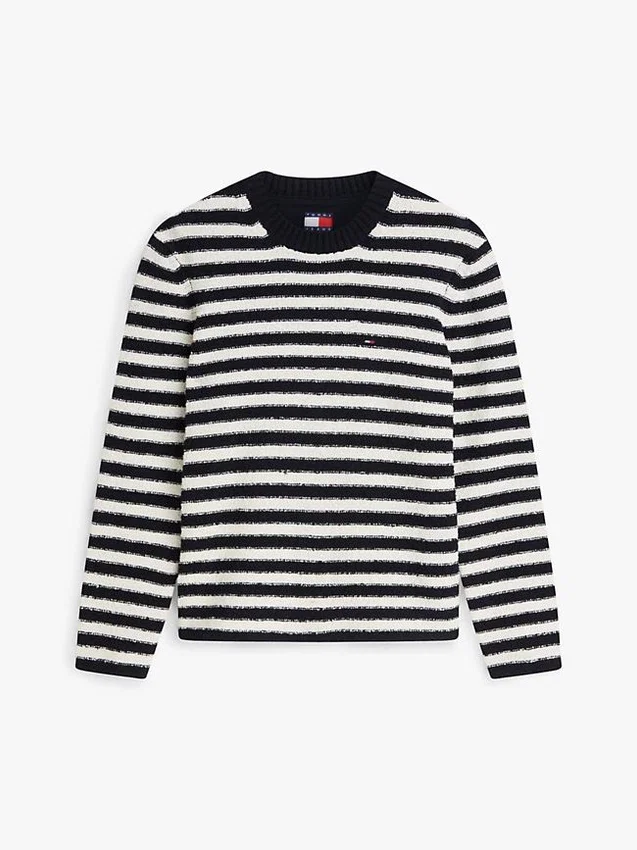 Camisola Tommy Jeans com riscas em bouclé Camisola Tommy Jeans com riscas em bouclé