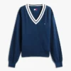 Camisola Tommy Jeans de corte descontraído com decote em V Camisola Tommy Jeans de corte descontraído com decote em V