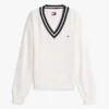 Camisola Tommy Jeans de corte descontraído com decote em V Camisola Tommy Jeans de corte descontraído com decote em V
