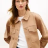 Casaco de camisa utilitário oversized em sarja Casaco de camisa utilitário oversized em sarja