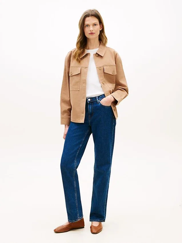 Casaco de camisa utilitário oversized em sarja Casaco de camisa utilitário oversized em sarja