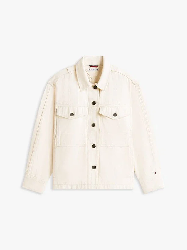 Casaco de camisa utilitário oversized em sarja Casaco de camisa utilitário oversized em sarja
