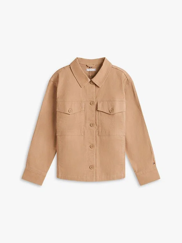 Casaco de camisa utilitário oversized em sarja Casaco de camisa utilitário oversized em sarja