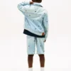 Casaco de ganga oversize com bandeira ondulada para criança Casaco de ganga oversize com bandeira ondulada para criança