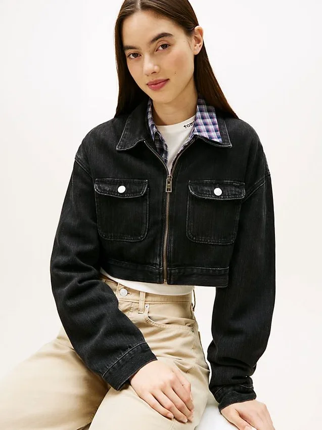 Casaco de jeans curto com fecho Tommy Jeans Casaco de jeans curto com fecho Tommy Jeans