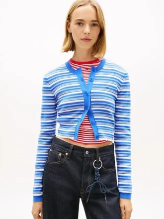Casaco de malha às riscas Tommy Jeans Slim Fit