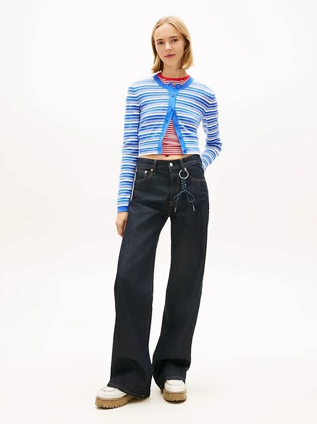 Casaco de malha às riscas Tommy Jeans Slim Fit Casaco de malha às riscas Tommy Jeans Slim Fit