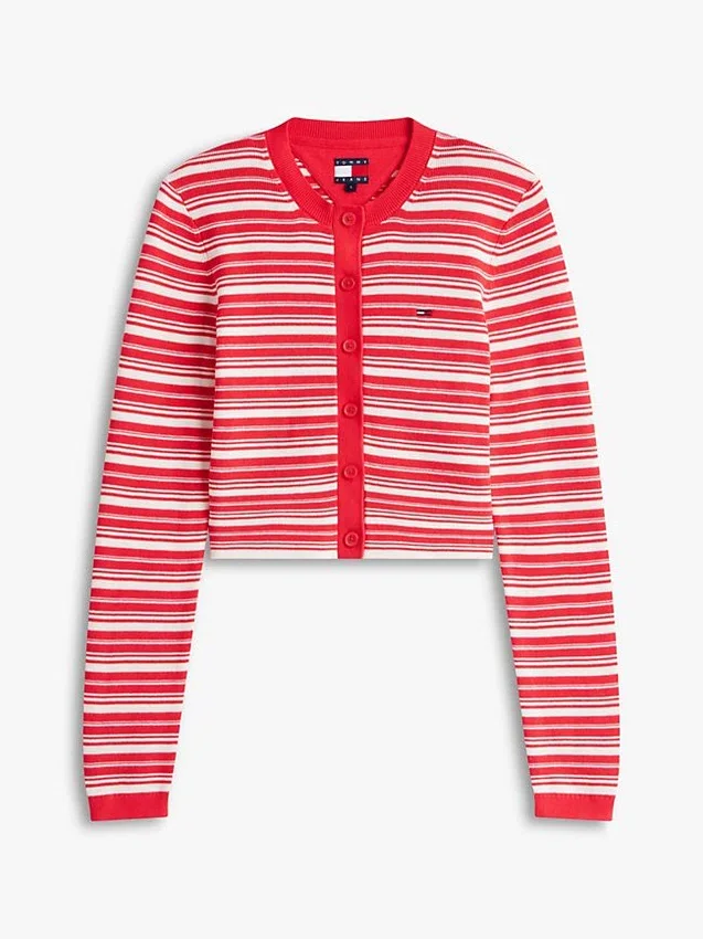 Casaco de malha às riscas Tommy Jeans Slim Fit Casaco de malha às riscas Tommy Jeans Slim Fit