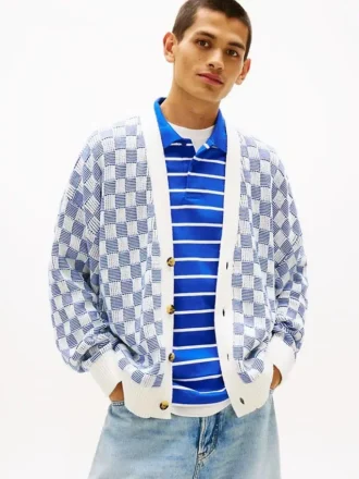 Casaco de malha xadrez Tommy Jeans com corte descontraído
