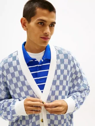 Casaco de malha xadrez Tommy Jeans com corte descontraído